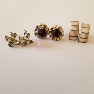 Lot of 3 pairs vintage screw back earrings